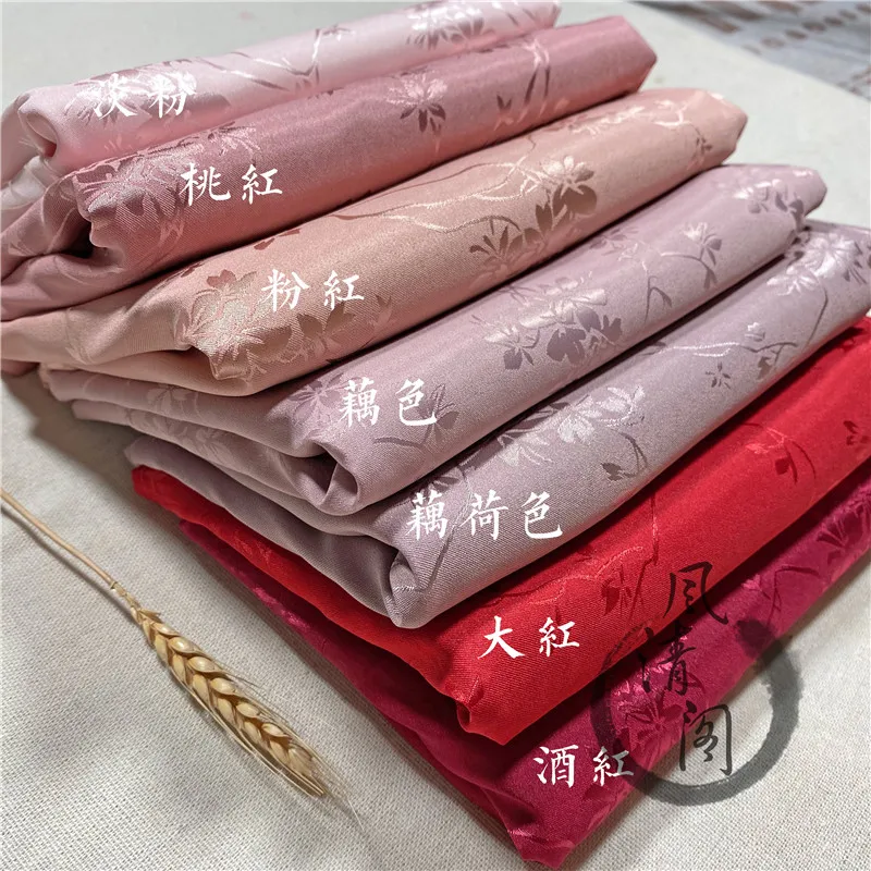 Micro Elastic Flower Branch Pattern Jacquard Fabric By The Meter for Clothes Dress Cheongsam Sewing Vintage Soft Brocade Textile