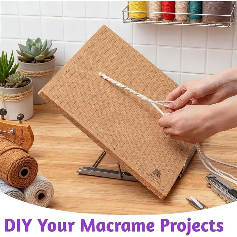108 Pcs Macrame Board Set, 12'' X 16'' Wood Macrame Board Stand with Metal Adjustable Holder for Braiding Creating