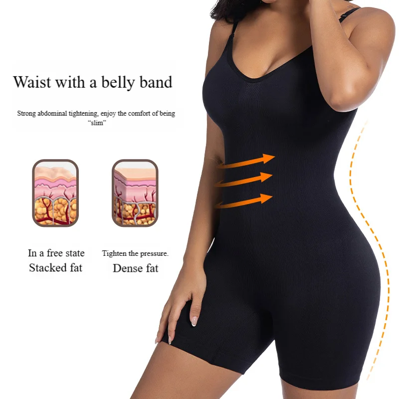 Tummy Control Body Shapers ผู้หญิงเซ็กซี่ Backless กางเกงขาสั้น Jumpsuit Built-in Bra เอวสูง Non-ROLL ขา & Breathable บอดี้สูท