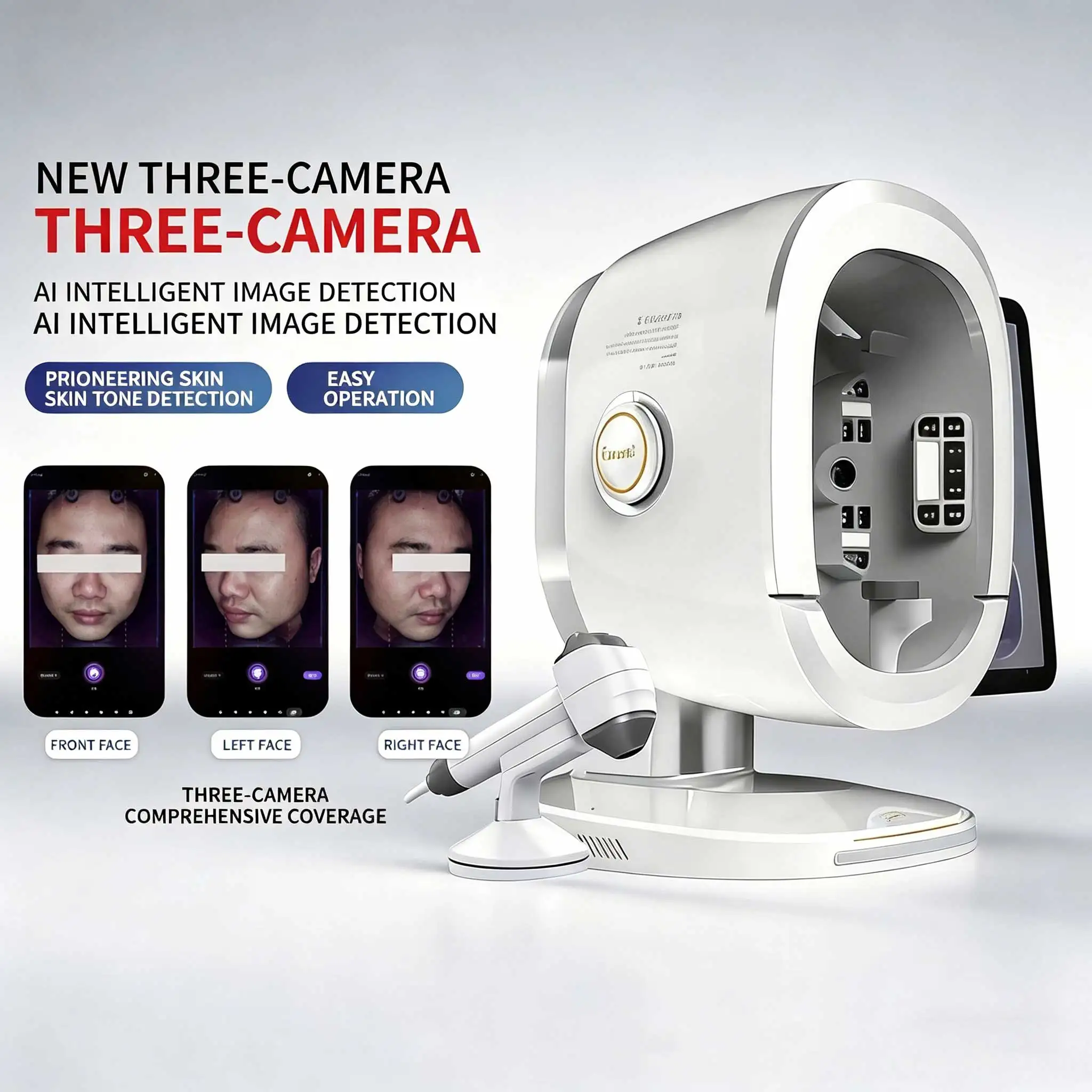 Skin Analyzer K33AI Skin Detector supports 19 Languages and is Equipped with 8 Spectral Imaging Technologies and 48MP Ultra Clea