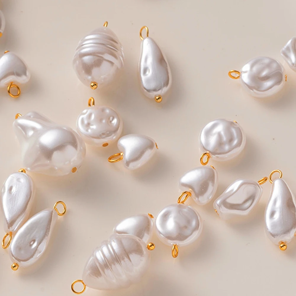 10pcs Stainless Steel Irregular Pearl Pendants with Loops Dangle Charm Craft for Earring Necklace Bracelet Jewelry Making DIY image 6