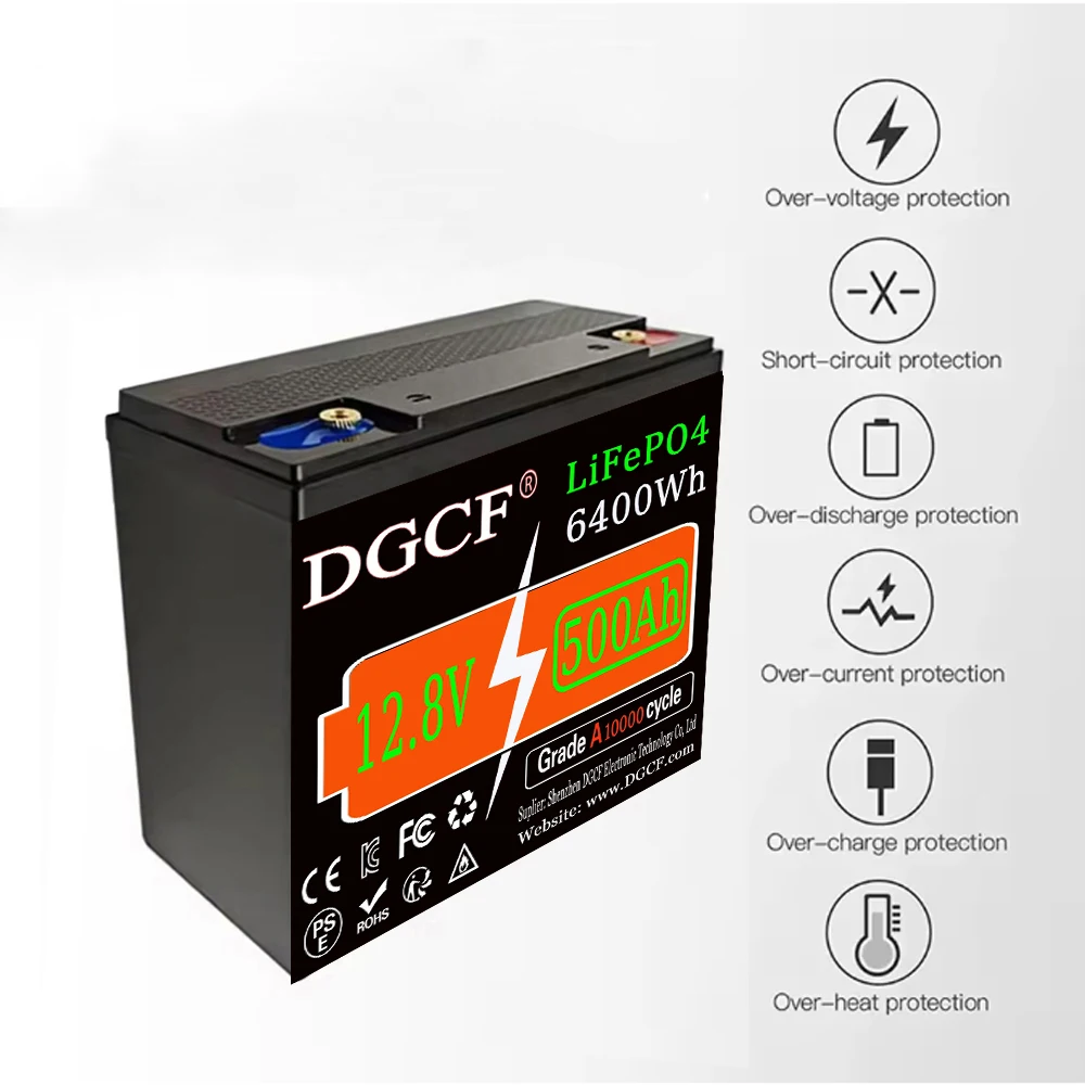 

LiFePO4 12.8V 500Ah 6400Wh Lithium Battery , Built-in 200A BMS, Rechargeable Battery, for RV/Camper, Solar, Marine, Overland