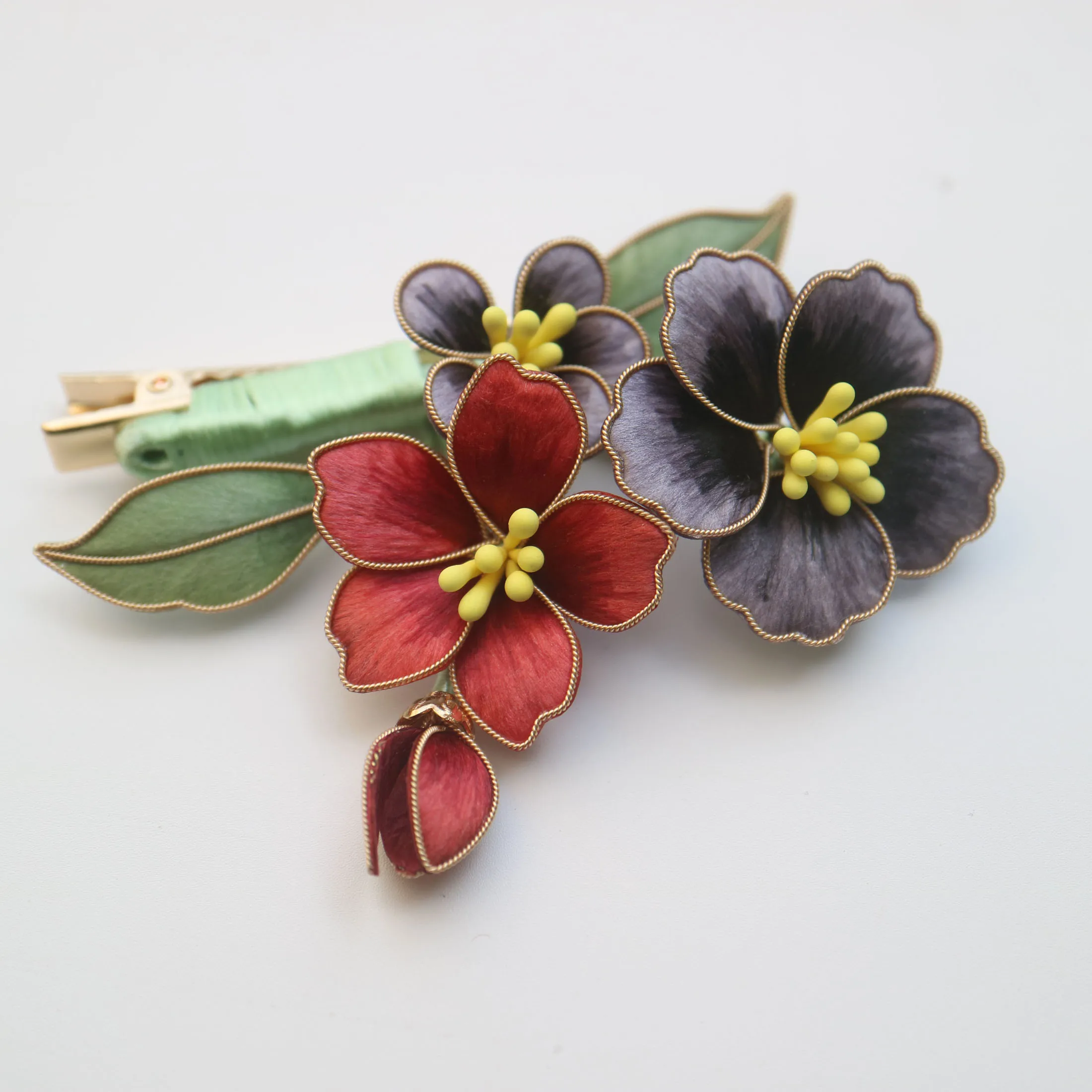 Fashion handmade velvet flower appliques for clothes diy vintage retro chinese ronghua pin brooches for suits decoration
