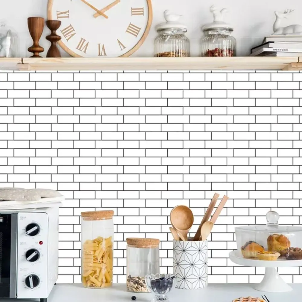 1 PCS Removable Tile Wall Stickers Creative Brick Pattern Decorative Film Easy To Clean 3D Effect Wallpaper