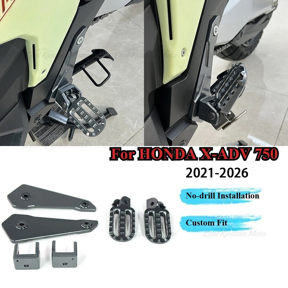 FOR HONDA X-ADV750 XADV750 2021-2026 2025 Motorcycle Foldable Footrests Foot Pegs Pedal Mount Footrest Foot Pedal Kit