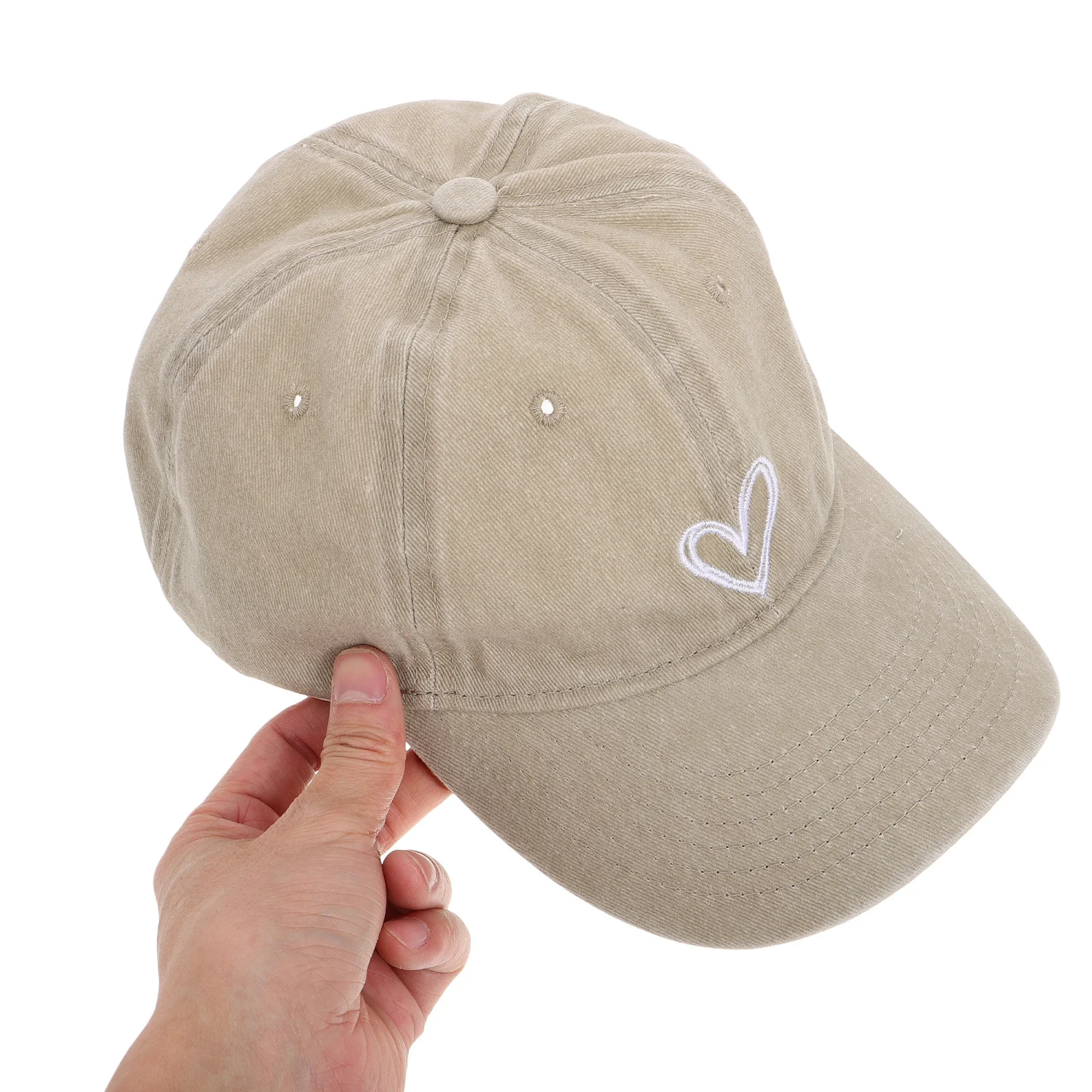 قبعة بيسبول عصرية كلاسيكية للنساء من القطن المغسول للحماية من الشمس مع قبعة كلاسيكية مطبوعة على شكل قلب للسفر والاستخدام اليومي