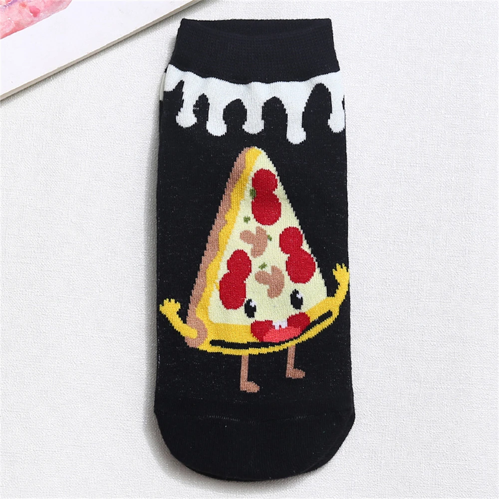 New Funny Happy Cartoon Foods Pizza Fries Hamburger Cola Hot Dog Short Socks Novel Gift Dropship