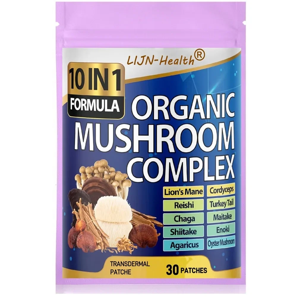 30 Patches 10 in 1 High Strength MushroomTransdermal Patche - Lions Mane, Cordyceps, Reishi - Brain Memory and Focus