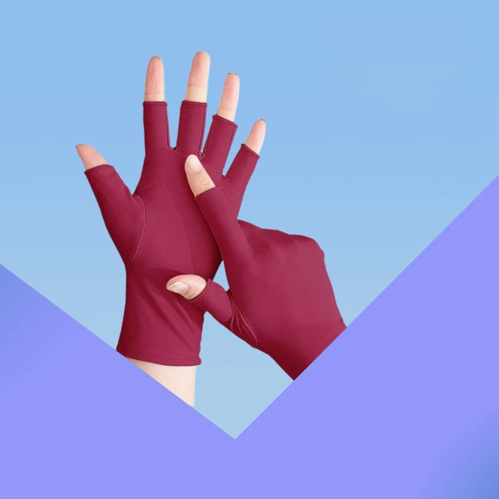 New Half Finger Sunscreen Gloves Breathable Anti-UV Riding Driving Gloves Highly Elastic Nail Art Mittens Gift
