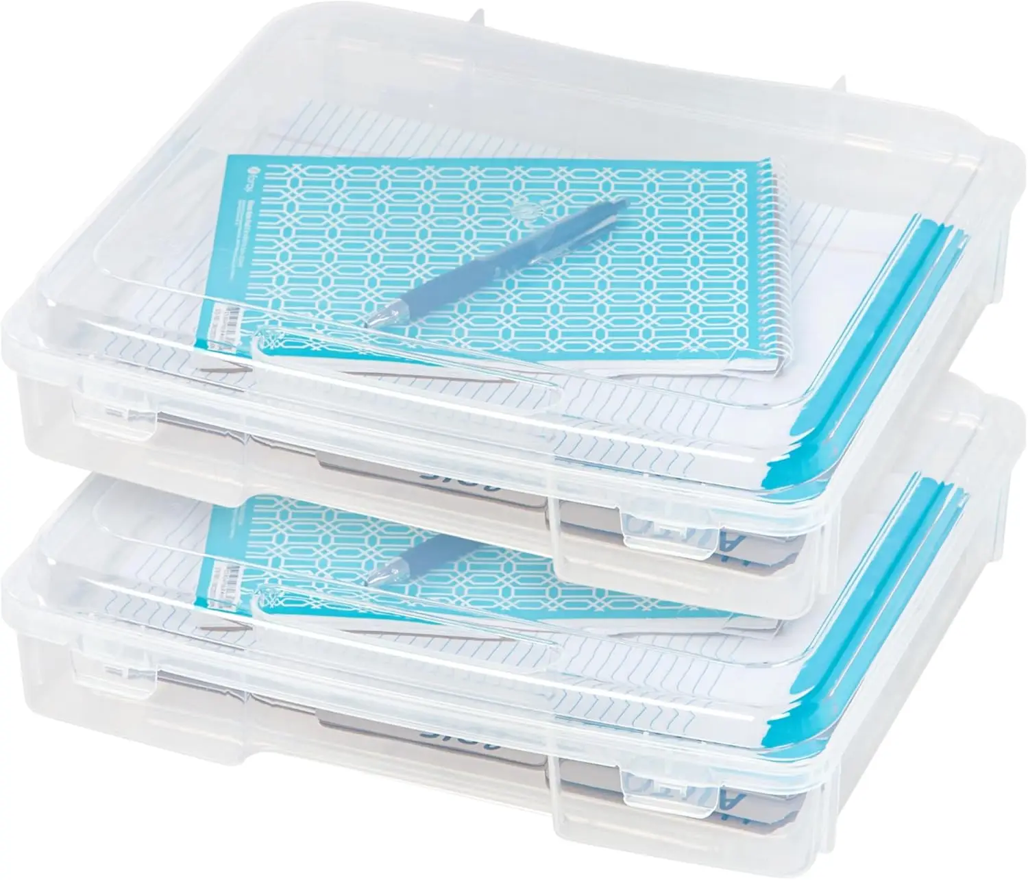 

Набор из 2 прозрачных пластиковых коробок для хранения с герметичной крышкой для пазлов, журналов, художественных принадлежностей, подходит для бумаги формата 8,5 x 11 дюймов и A4.