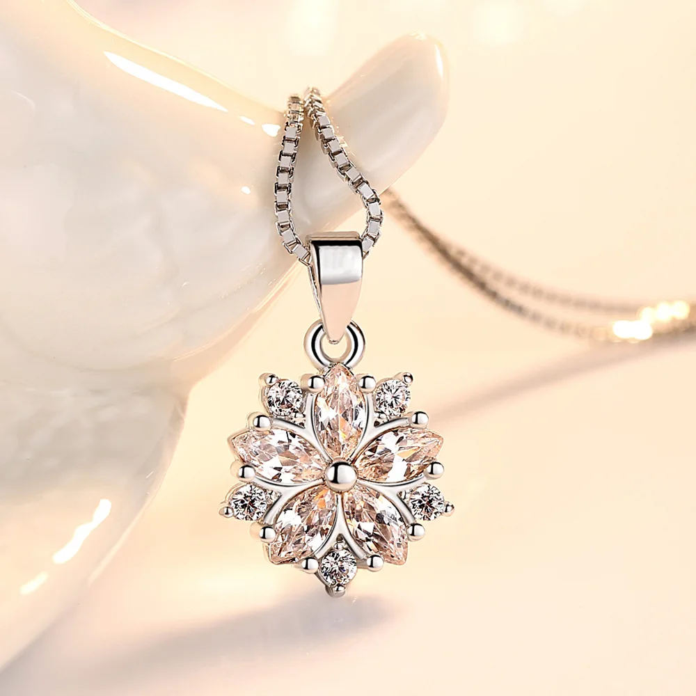 925 Sterling Silver Necklace Zircom for Women 18k Gold Plated Jewelry Pendant Birthday Party Gift Jewelry Gift N12