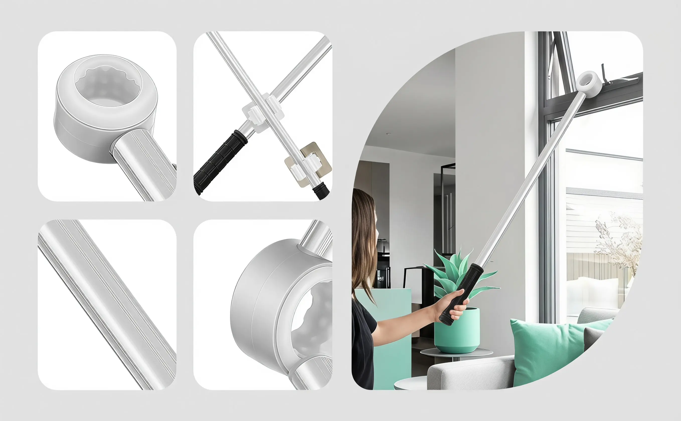 O-Shaped Window Opening Rod Long Handle Push Pull Blind Rod Cordless Blind Shade Opener Tool for Hard-to-Reach Windows Kitchen