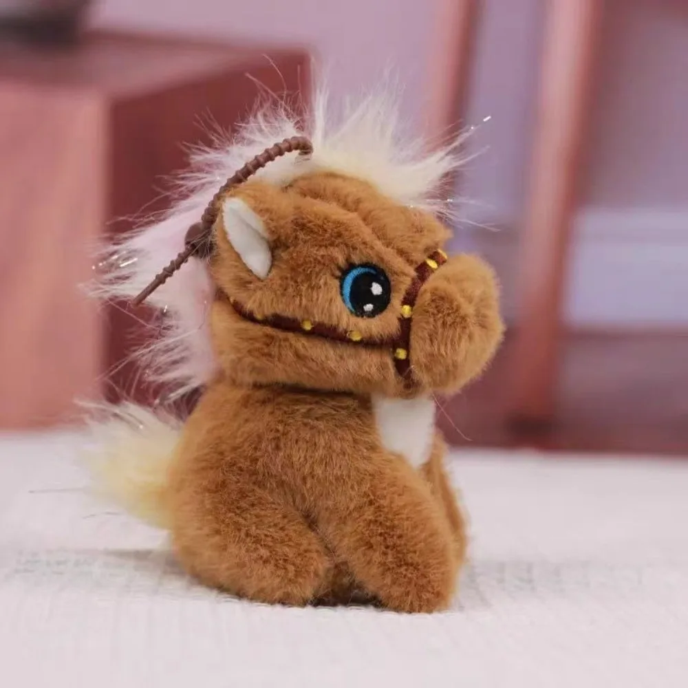 

Creative Solid Color Plush Horse Keychain Mascot Soft Plush Horse Doll Pendant Fluffy Cartoon Zodiac Pony Figurine Festive Decor