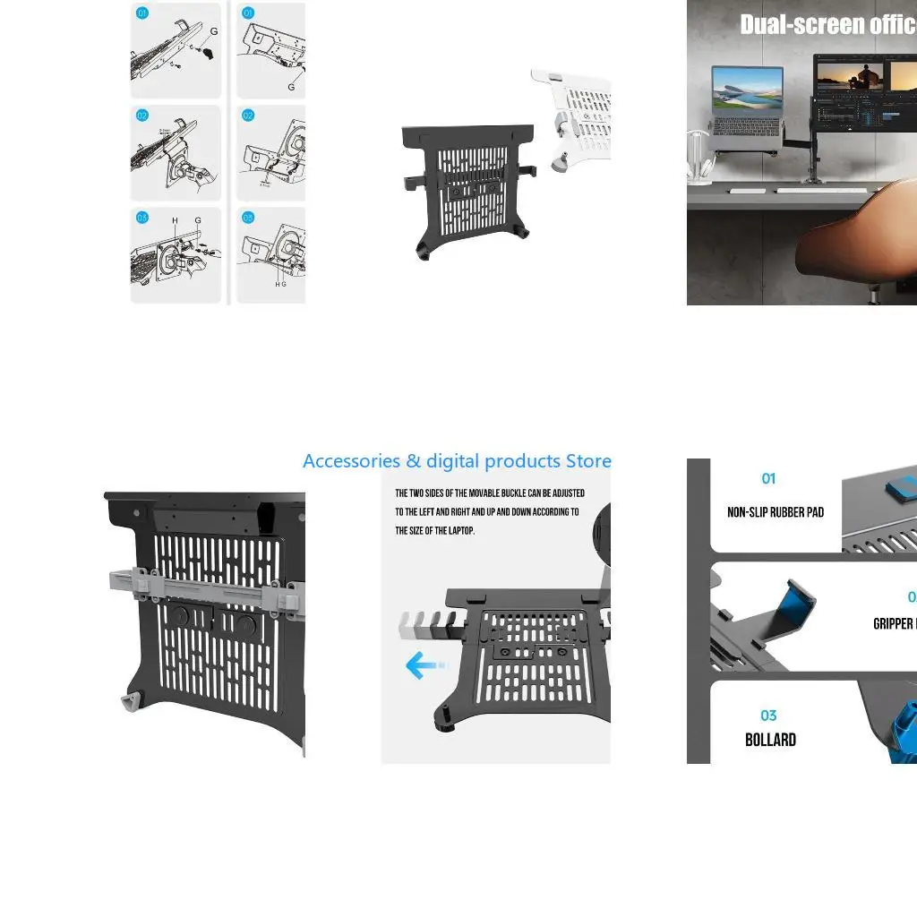 77JD Laptop VESA Mount Tray Laptop Holder Arm Mount Stand Ventilated Notebook Tray