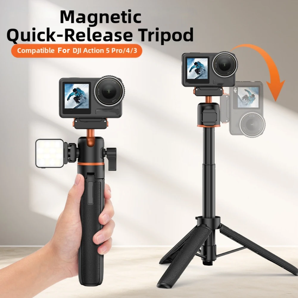 Gorąca Wyprzedaż Statyw Magnetyczny ABS AC40 do Selfie dla DJI Action 5 Pro/4/3 z Szybkozłączką, Regulowana Długość, Części do Kamer Sportowych