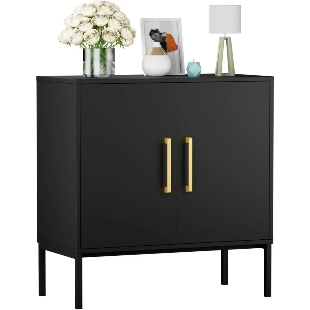L # Buffet Cabinet, Black Side Storage Cabinet With Doors And Adjustable Shelves, Accent Cabinet For Kitchen, Living Room, Offic