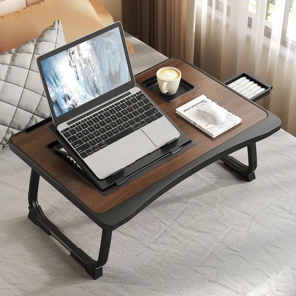 Bed Or Sofa, Laptop Desk, Lap Desk, Woking Bed Desk, Home Office Desk, Breakfast Tray, Desk With Cup Holder, Watching Movies In
