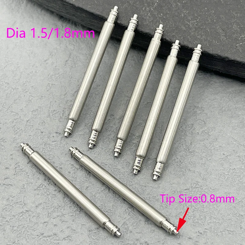 10/20PCS Dia 1.5mm/1.8mm Double Support Spring Bar Watch Strap Link Pins Fits Width10mm-30mm Stainless Steel Watch Strap Links