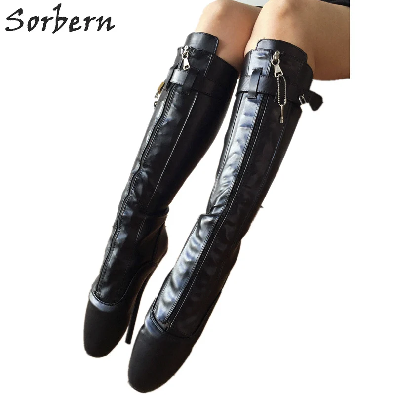 Sorbern Women Ballet Stilettos Boots Unisex Plus Size Ladies Party Boots Lace Up Real Image Custom Color Botines Mujer Bottes