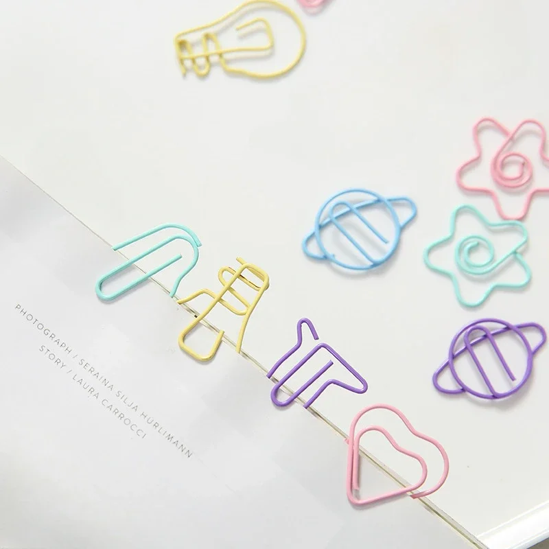 Candy Color Paper Clips, Bookmark dos desenhos animados, Clip decorativo, Pasta de metal, Papelaria, Fotos, Bilhetes Organizador, 10pcs