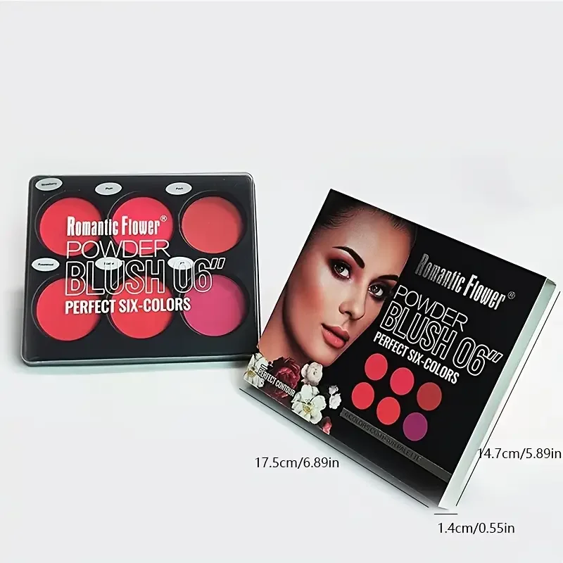 Paleta de blush de 6 cores grande contorno natural maquiagem paleta de sombra de olho fosco blush paleta de beleza, corretivo de longa duração