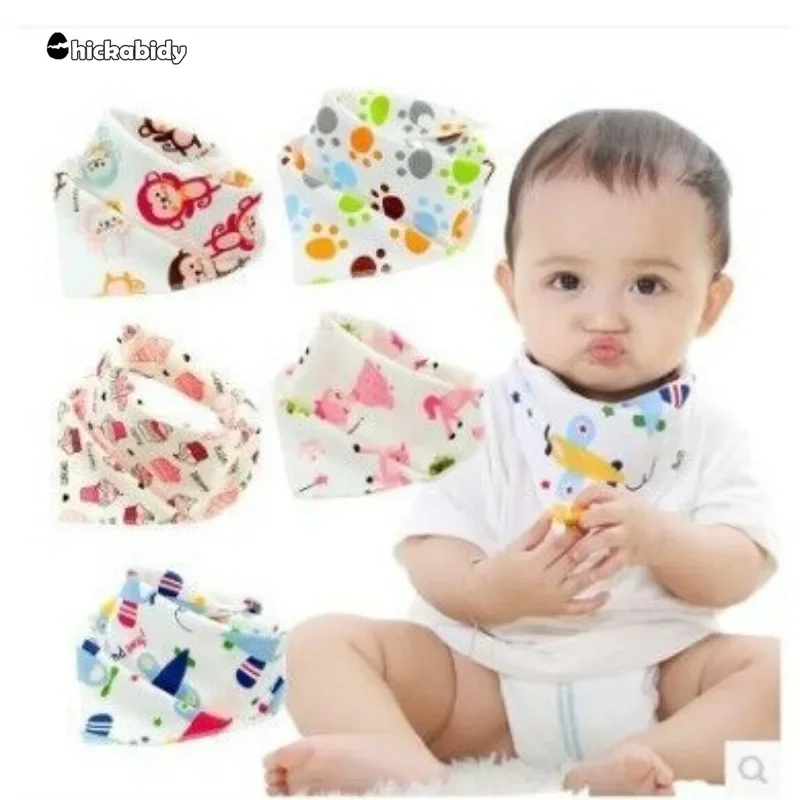 New Baby Bibs CottonBandana Bibs Soft BabadorFeeding Baby SmockNewborn Burp ClothsCartoon Embroidery BabyStuff 2 Sides Use