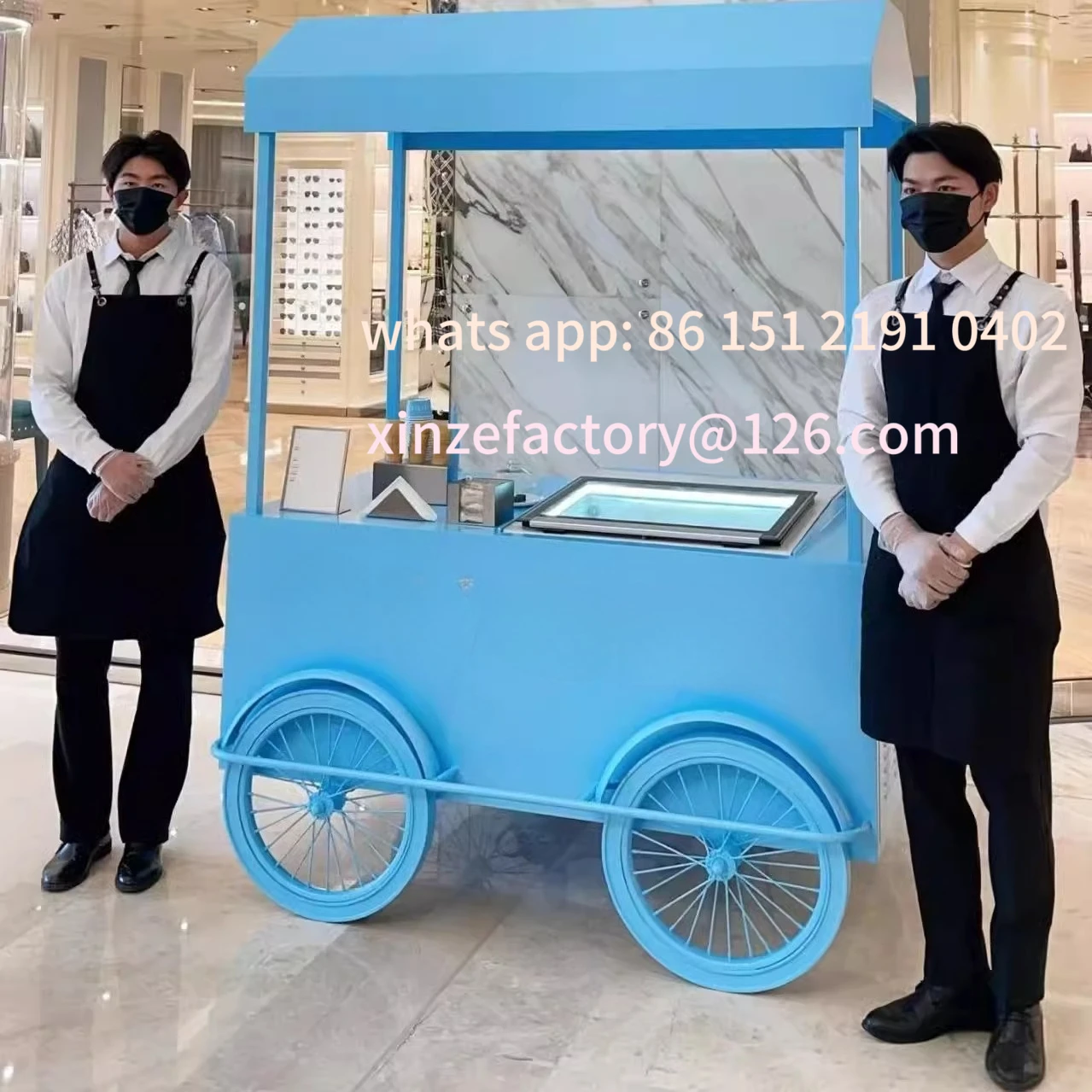 Customizable Summer Ice Cream Truck Showcase Snacks for Sale Commercial Carts