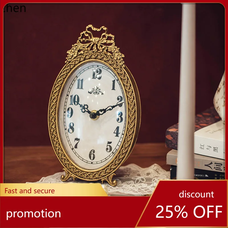 

ZML Light Luxury Handmade Table Clock with Bowknot Design for Desktop Decoration