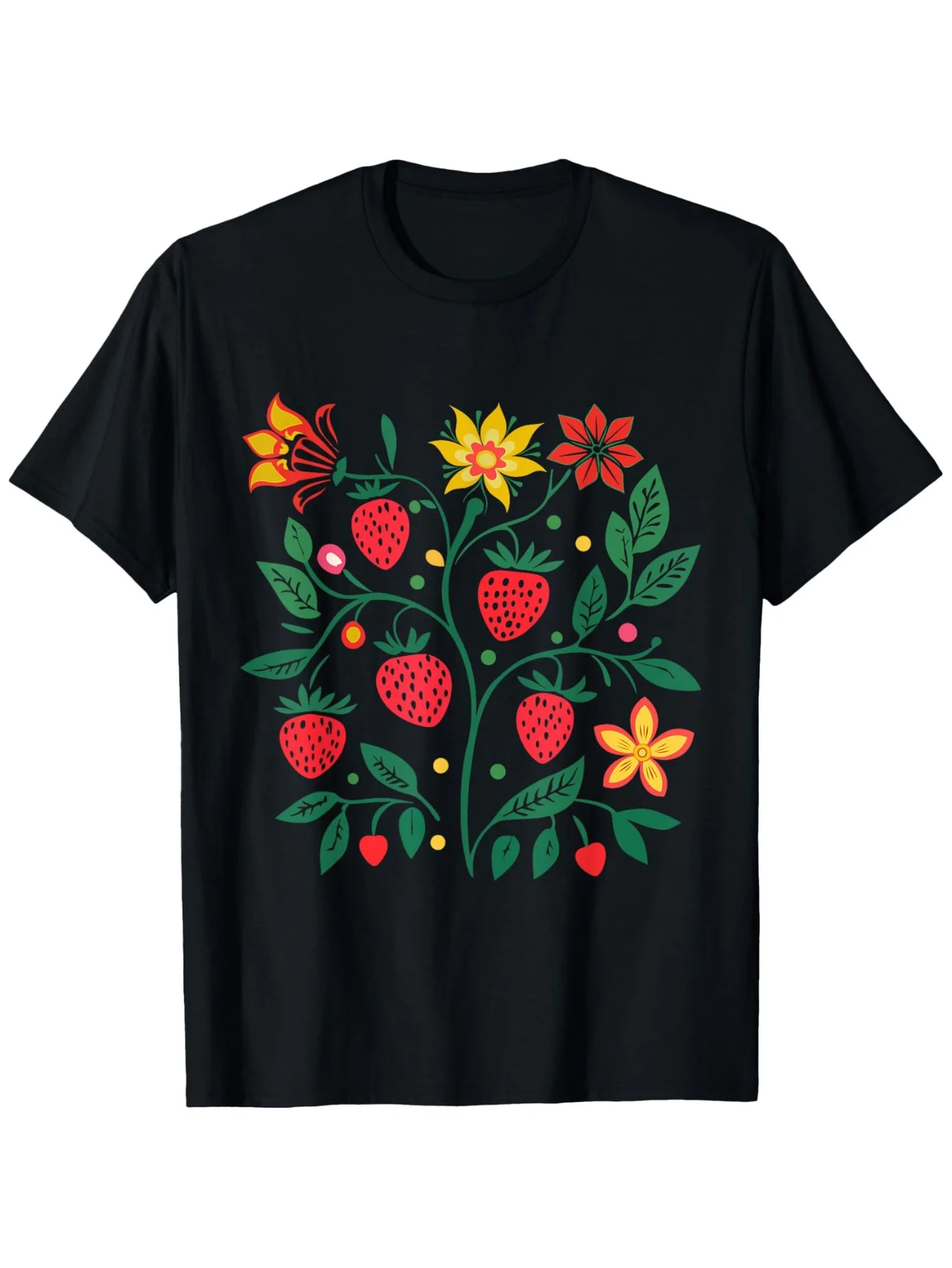

[Floral T-Shirt] Native Floral Botanical T-Shirt | Ojibwe Wild Flowers And Strawberries, Gift for Men Women Dad Mom Friends