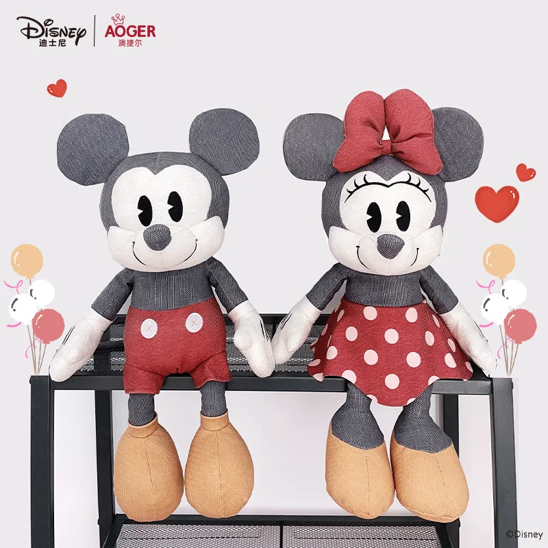 

Disney Mickey Minnie and Pooh Bear Retro Doll 100th Anniversary Cute Cartoon Plush Toy Gift and Commemorative Item