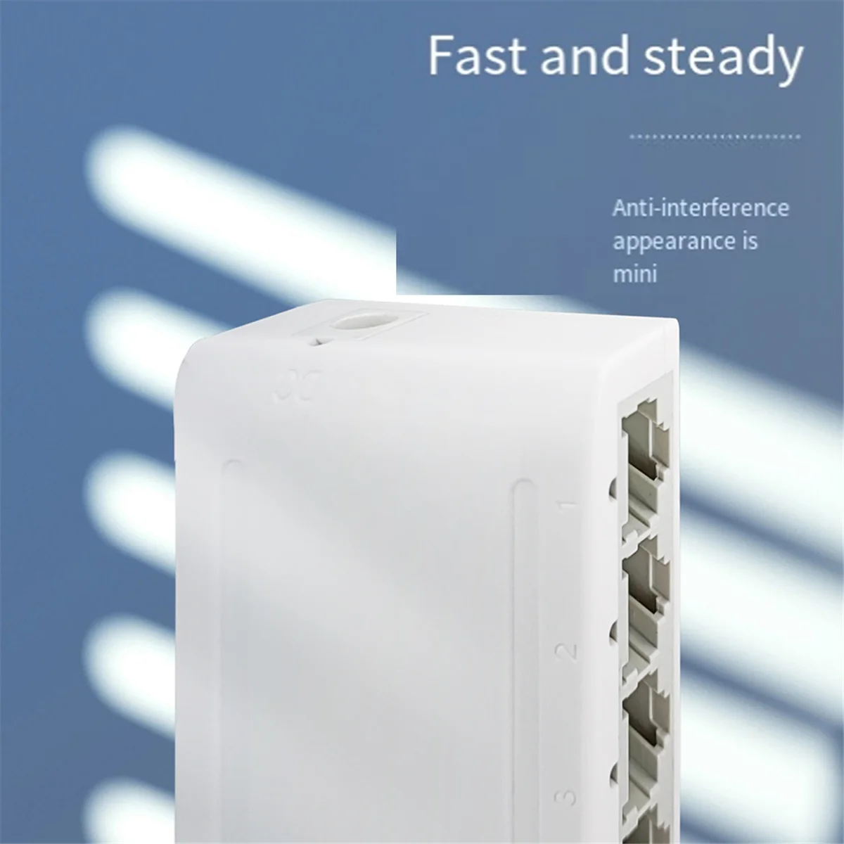 مقسم إيثرنت لسطح المكتب مع منافذ محمية ، ومفتاح بيانات ، ومحور شبكة ، ومقبس وتشغيل ، وبدون مروحة ، و 5 منافذ