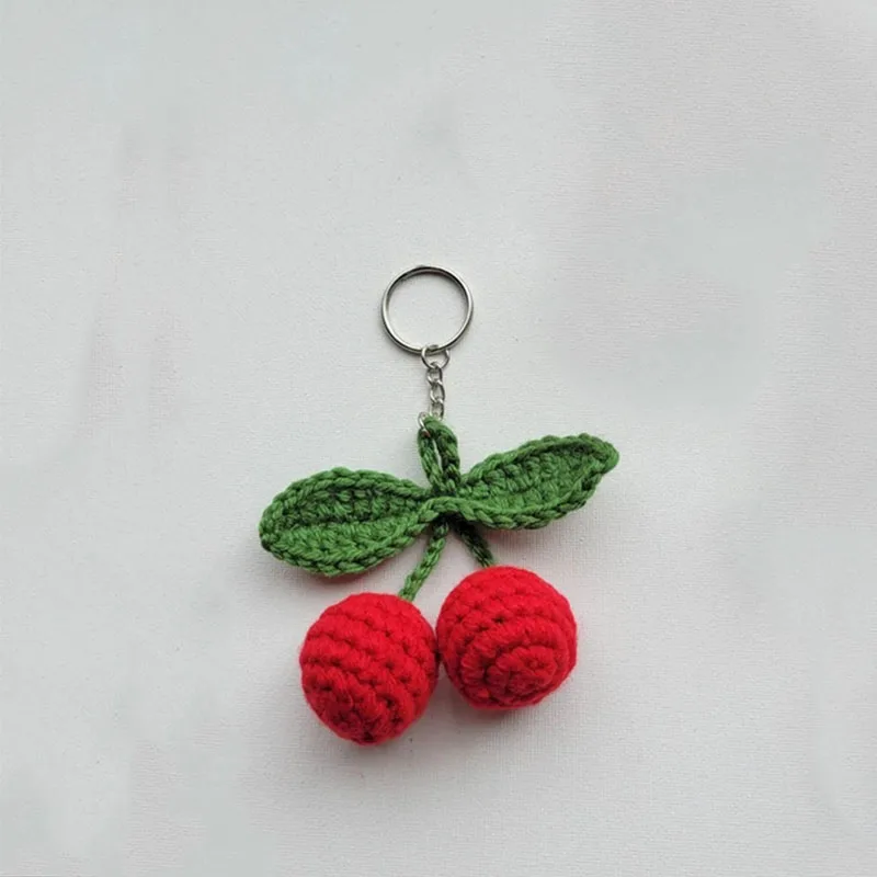 Crochet Cherry Keychain cute Charm women 2023