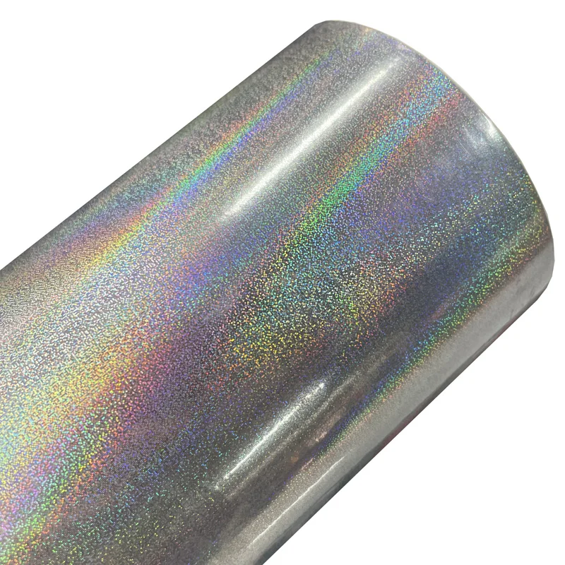 

Premium Gloss Holographic Iridescent Shiny Sparkle Metallic Glitter Silver Vinyl Wrap Film Roll Self Adhesive Car Decal Wrapping