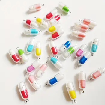 10個隨機混裝3D可愛趣味笑臉膠囊藥丸造型吊飾飾品製作DIY手鍊鑰匙圈配件 8 最佳銷售 藥丸護符 - №2