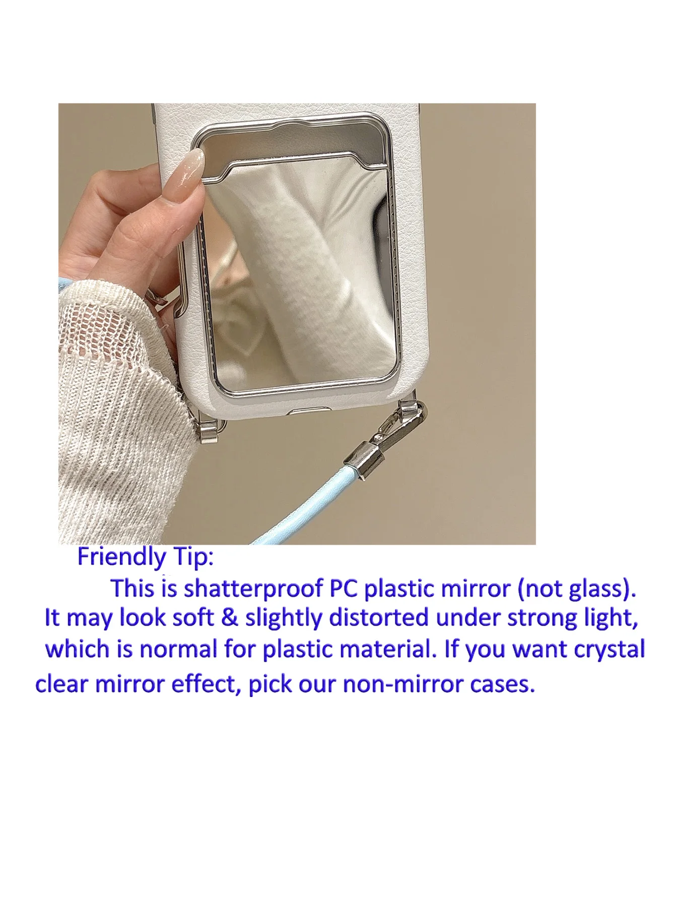 Cute Bow Mirror Card Holder Phone Case For IPhone17 16 15 14 13 Pro Max, Blue Ribbon Wallet Card Slot Case With Wrist Strap, view 6