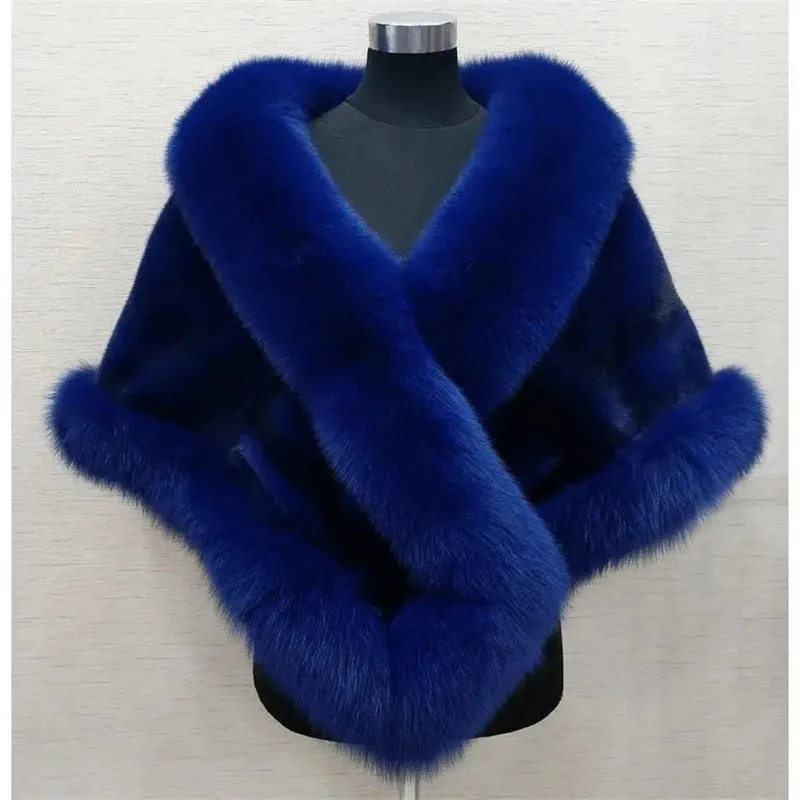 White Fur Shawl Jacket Women's 2026 Autumn Winter New Faux Mink Fox Fur Dress Cheongsam Cloak Coats Thicken Warm Short Outwear 5