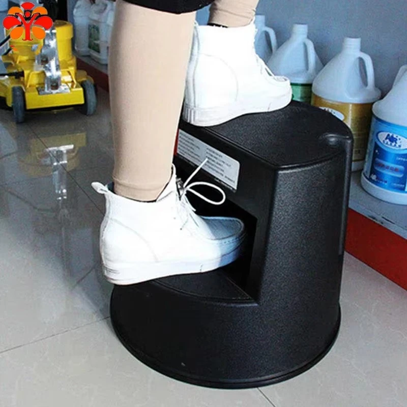 Aixiangru Black 2-Step Movable Ladder Footstool with Wheels Removable Stepladder for Shop And Domestic Use