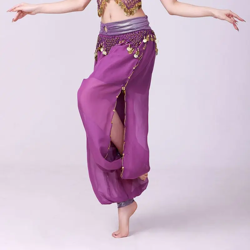 Womens Belly Dance Harem Pants Carnival Costume Sequin Tassel Trouser Tribal Arabic Dance Performance Loose Pants