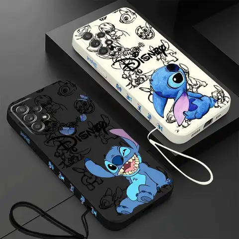 Disney Stitch The Baby Phone Case for Samsung Galaxy A24 A11 A73 A33 A32 A13 A52 A72 A23 A22 A53 A54 A12 A42 Square Liquid Cover