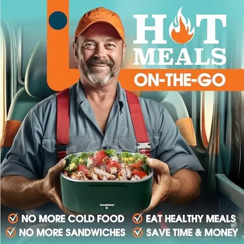 

Electric Lunch Box 1.5L 100W Portable Food Warmer - 12/24/110V for Work & Travel