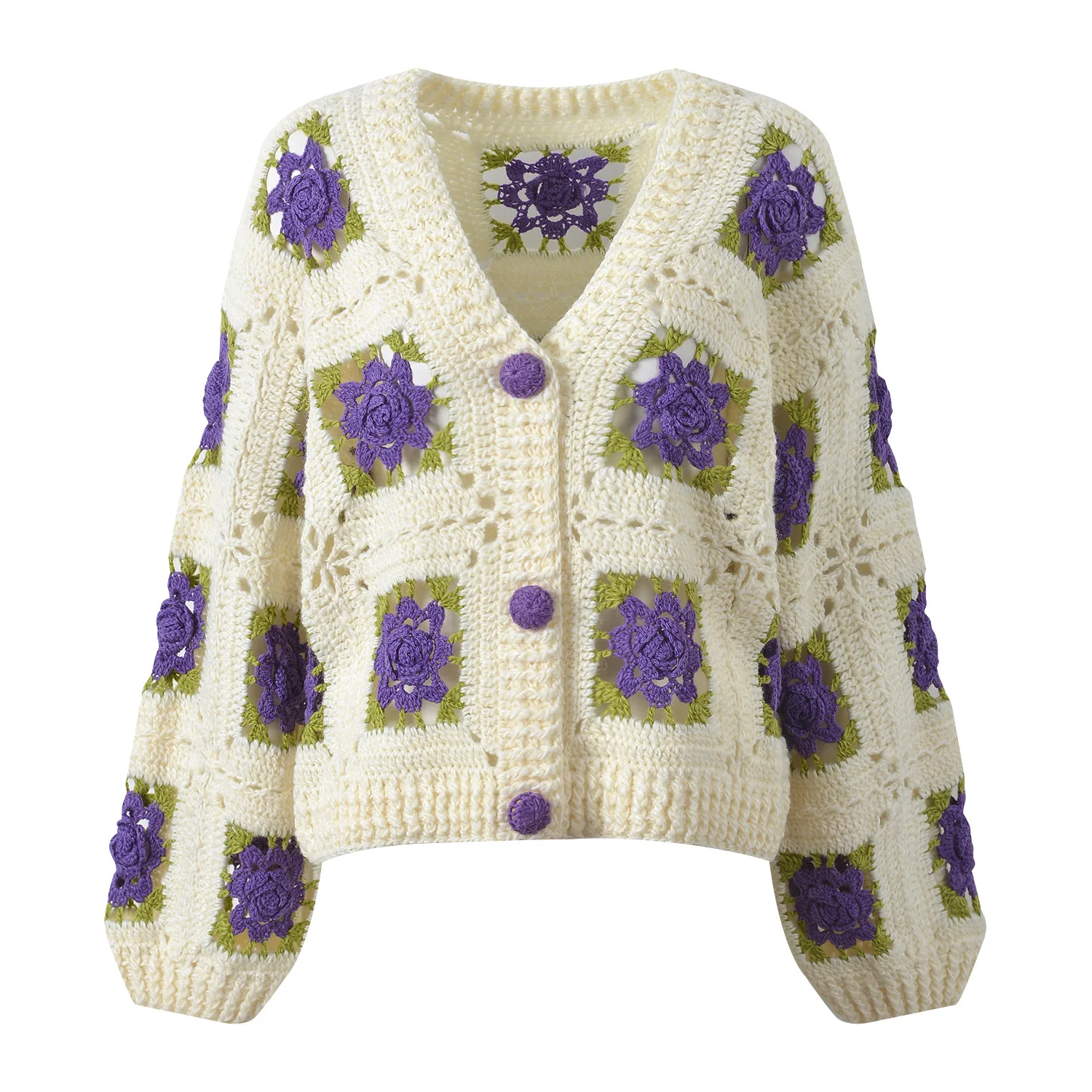 

CHUJIE 2025 Autumn Winter New Hand-knitted V-neck Knitted Cardigan Fashion Versatile Sweater Coat - Available In Multiple Colors