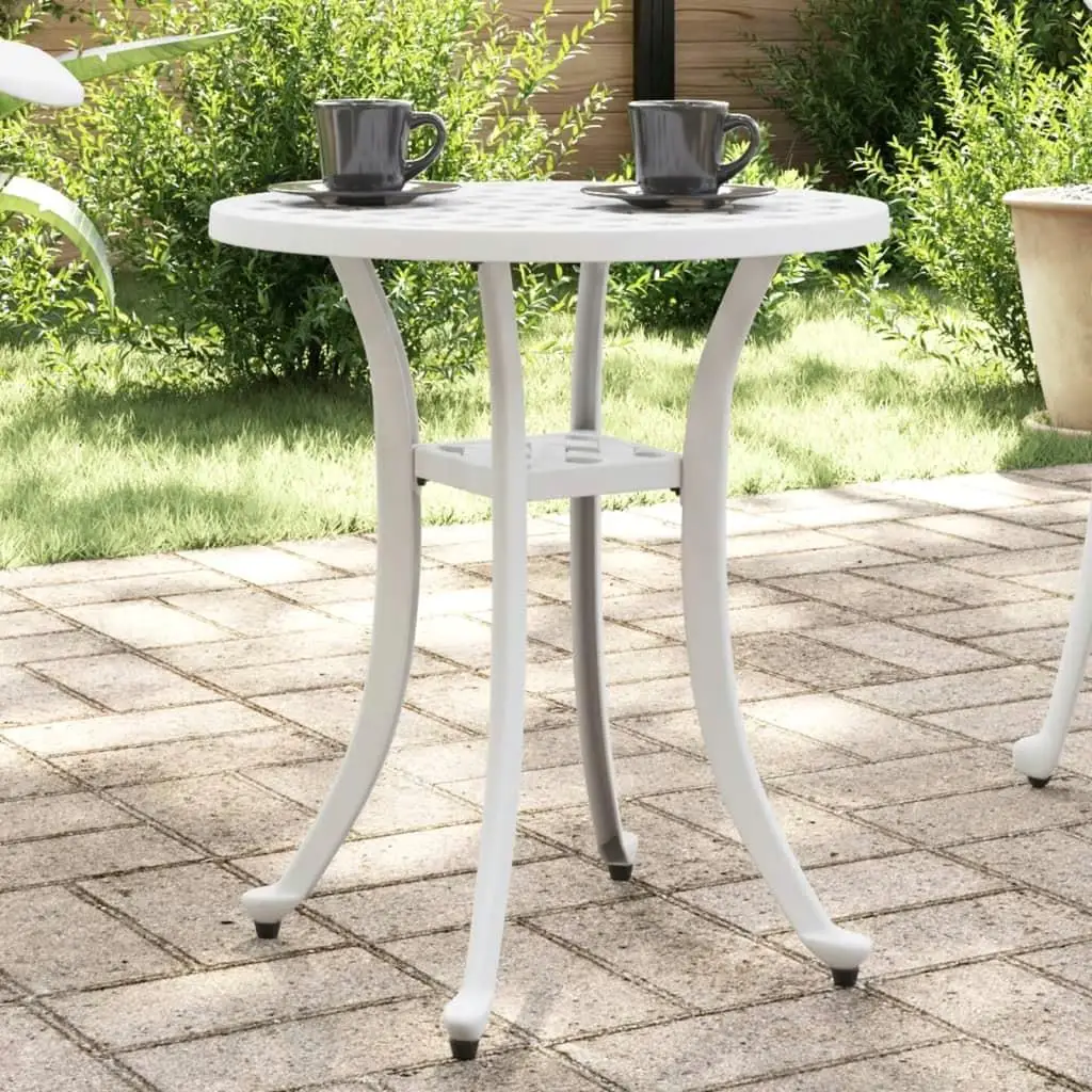 White Cast Aluminium Garden Table 48x53 cm - Stylish Outdoor Furniture