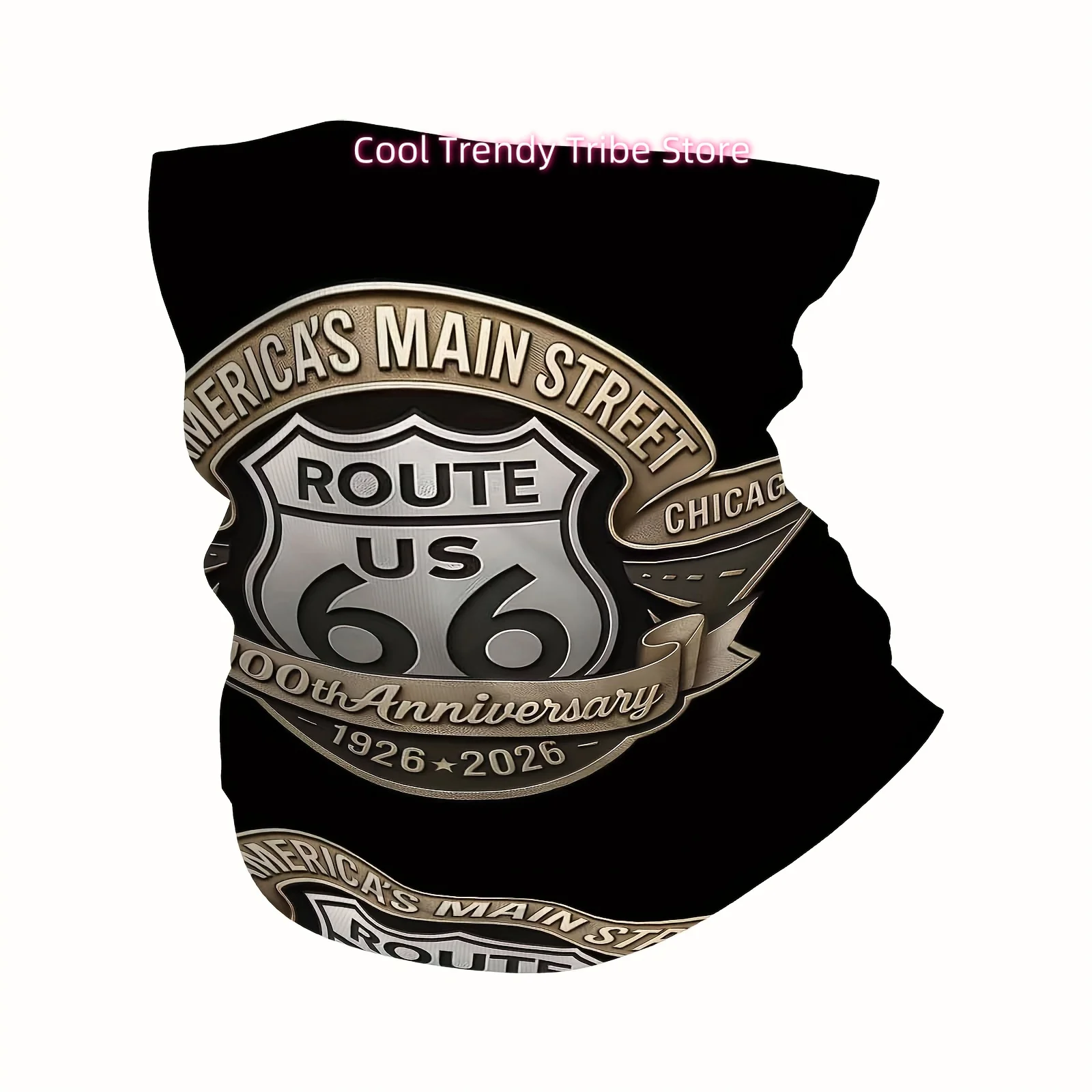 100th Anniversary, Route 66 Print Scarf, Multi Functional Mask and Neck Mask, Suitable for Outdoor and Unisex Headscarves, Famil