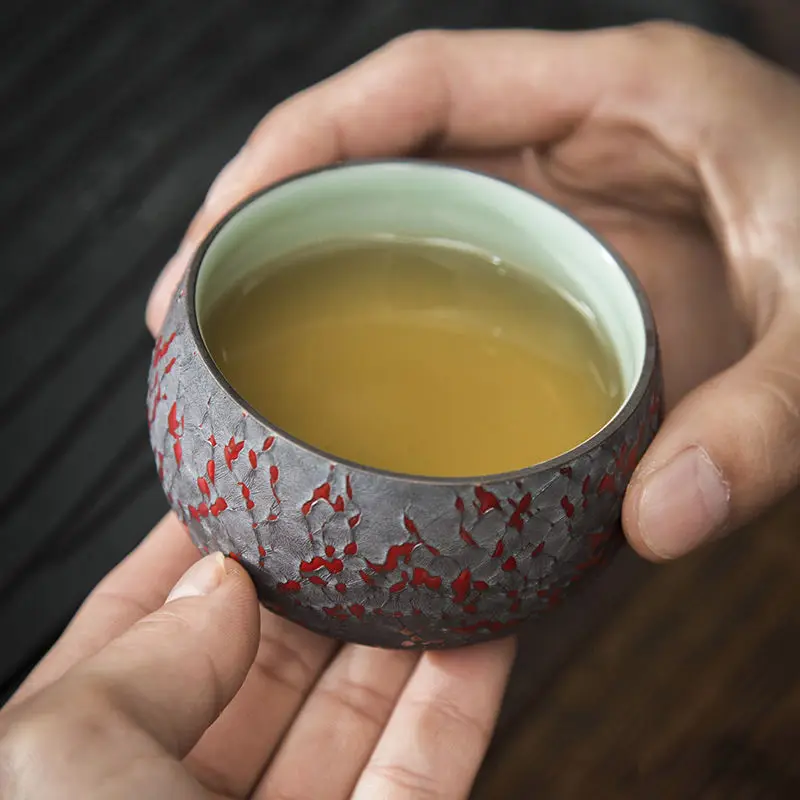 Retro Coarse Pottery Tea Cups, Chinese Ceramic Teacup, 130ml Personal Tea Bowl, Porcelain Teaware, Drinking Wine Drinkware