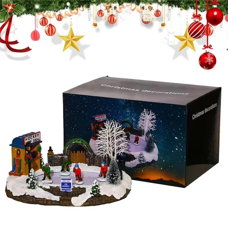 AAAF الراتنج عيد الميلاد تمثال عيد الميلاد صندوق تشغيل الموسيقى مضاءة LED عيد الميلاد الحلي لسطح المكتب الحلي هدية الكريسماس #3