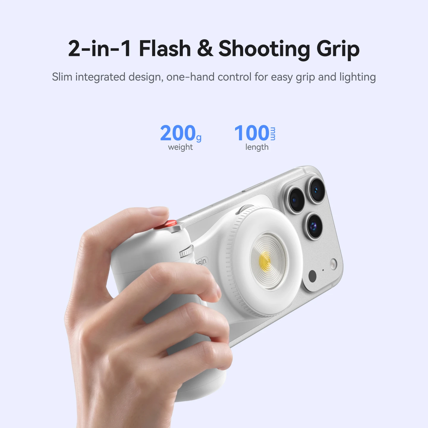 TELESIN 2 in 1 Magnetic Shooting Grip with 15W Flash 3W Fill Light Bluetooth Camera Handle for iPhone Android