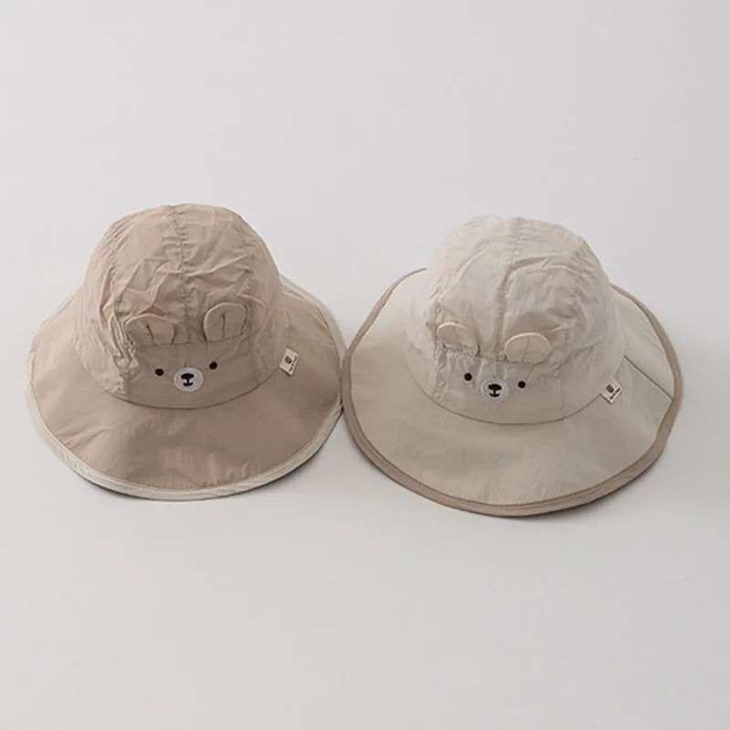 Cute Bear Kids Panama Basin Cap Cartoon Children Fisherman Hat Lovely Ear Baby Bucket Hat Boy Girl Sun Visors Bonnet 모자