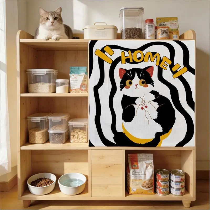 VIKAMA Cat House Curtain Cute Cat Tent Privacy Cover Anti-Scratch Door Curtain for Pet Cat Supplies Home Decor Gift