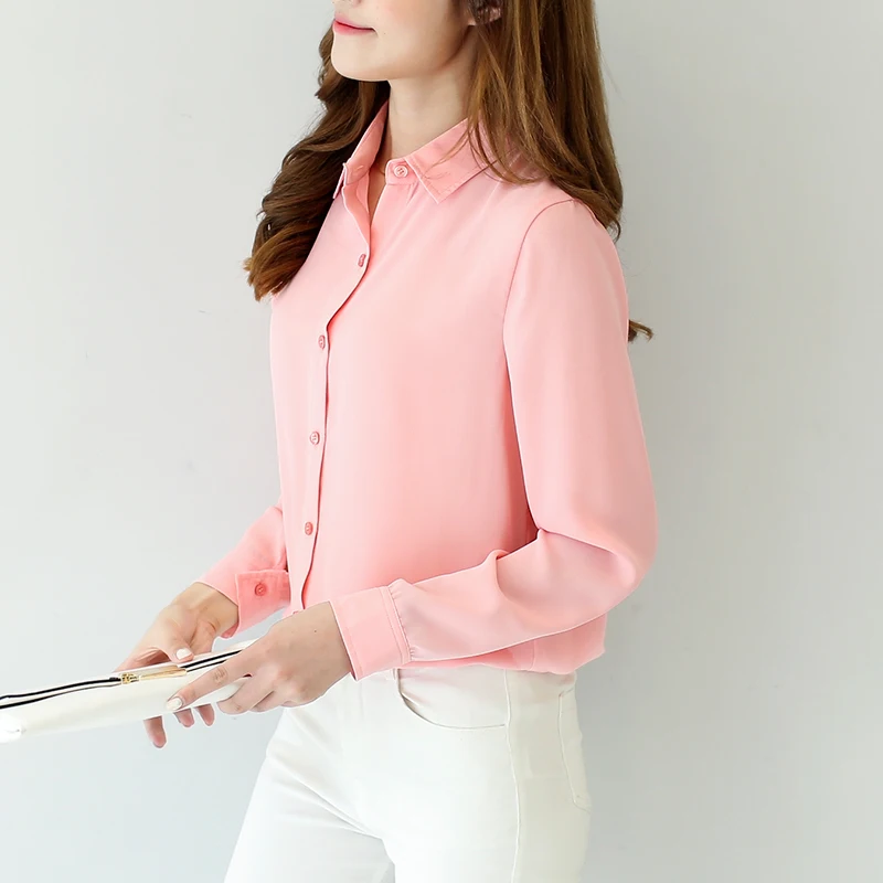 2025 nova moda feminina camisas de chiffon simples multi cor das mulheres blusas de manga longa e topos senhoras do escritório roupas casuais 3xl