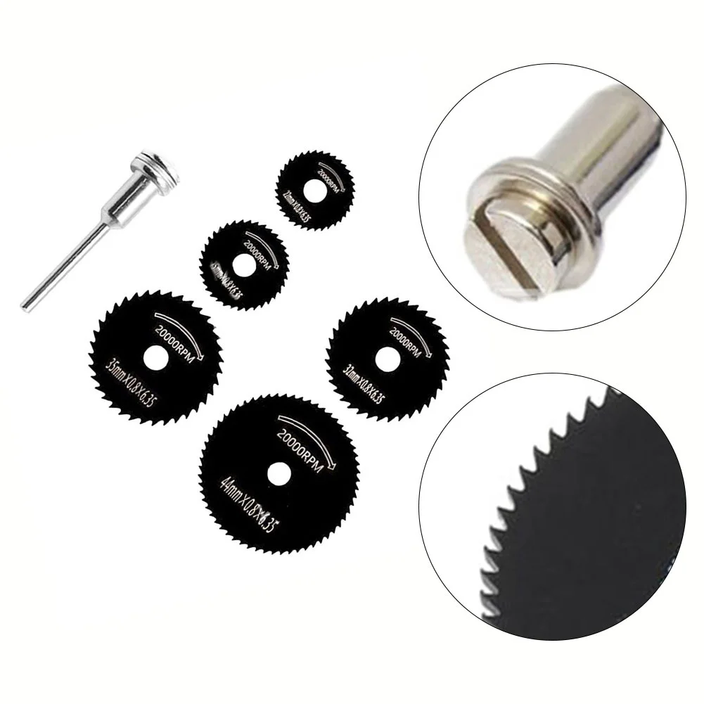 Disco de corte de 6 piezas, hoja de sierra Circular HSS de 22-44mm, 3,2mm, Mandril para latón, madera, plástico, herramienta rotativa de corte, accesorios para amoladora